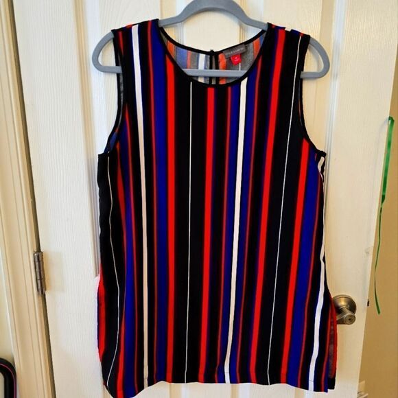 VINCE CAMUTO Striped Sleeveless Top - Picture 1 of 8